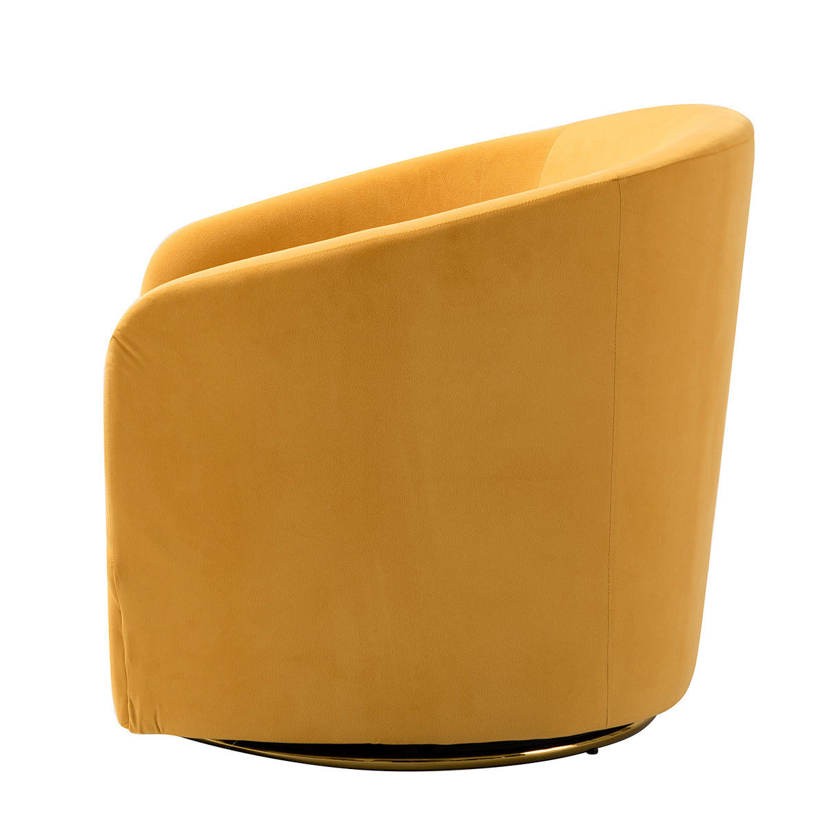 Mustard Velvet Swivel Barrel Chair with Wood Frame and Metal Base G38806