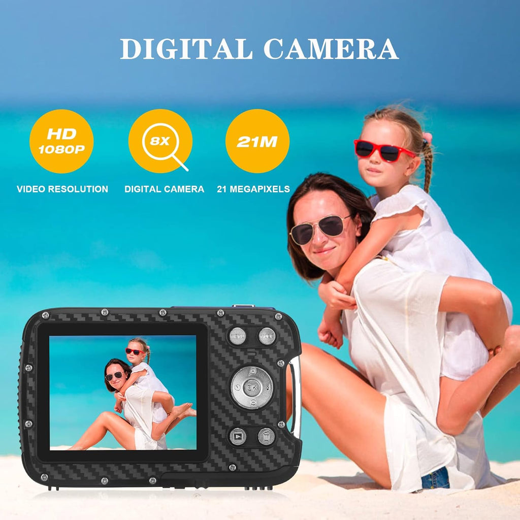Waterproof Digital Camera Full HD 1080P 16 MP Underwater Camcorder with Rechargeable Battery (Blue-2) Pack of 2 R877250