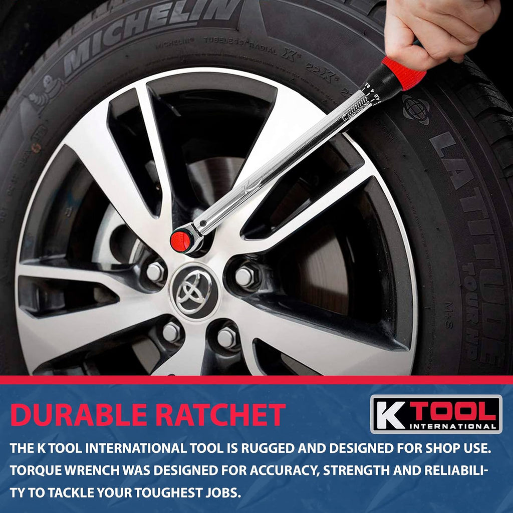 3/8" Drive Click Style Long Torque Wrench, 10-100 feet/lbs. Capacity, 16-1/4" Long, Pack of 2 V61311