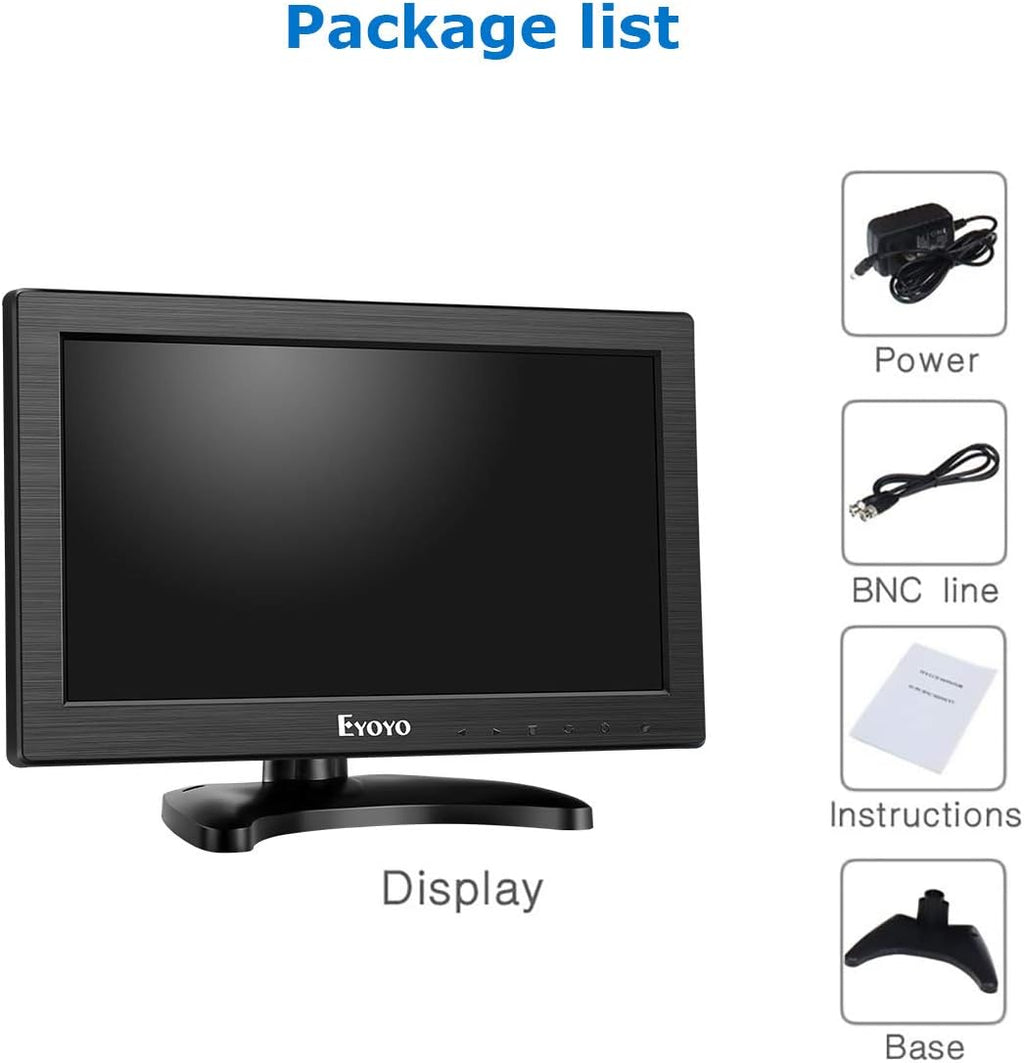 12" TFT LCD Monitor with AV HDMI BNC VGA Input 1366x768 Portable HD Display with Built-in Speaker D504