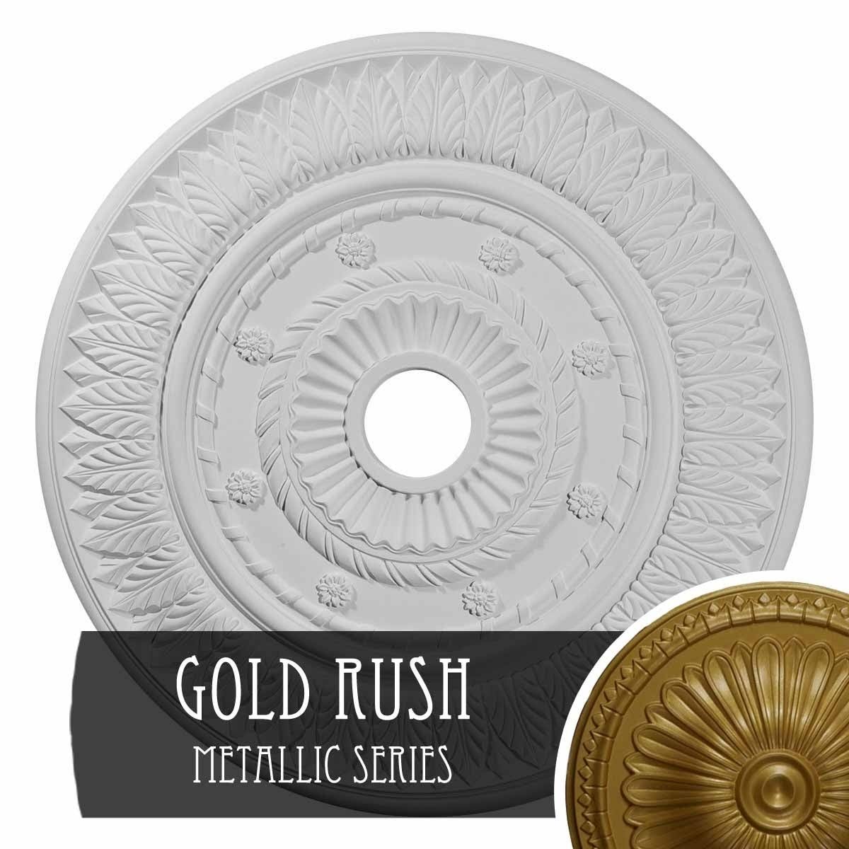 Gold Hand-Painted Leaf Ceiling Medallion U373
