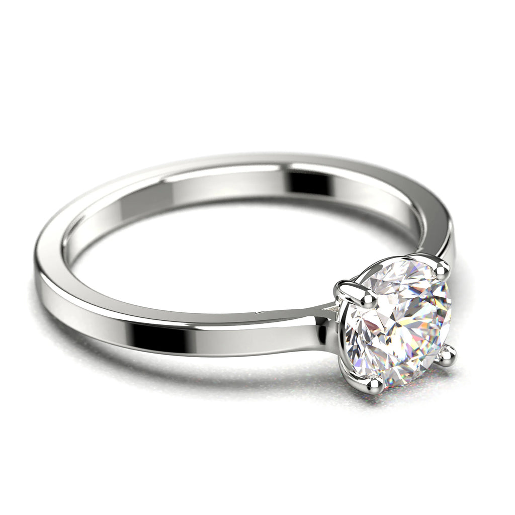 1.00 Carat Round Cut Diamond Moissanite Solitaire Engagement Ring in 10k Solid White Gold R61658