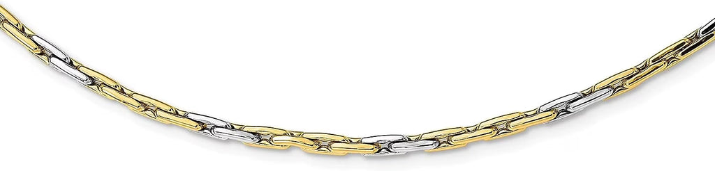 Gold Two-Tone Polished Fancy Link Necklace 18 Inch Chain N22328