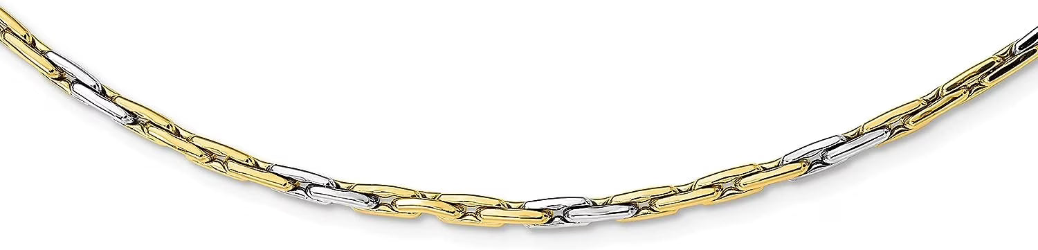 Gold Two-Tone Polished Fancy Link Necklace 18 Inch Chain N22328