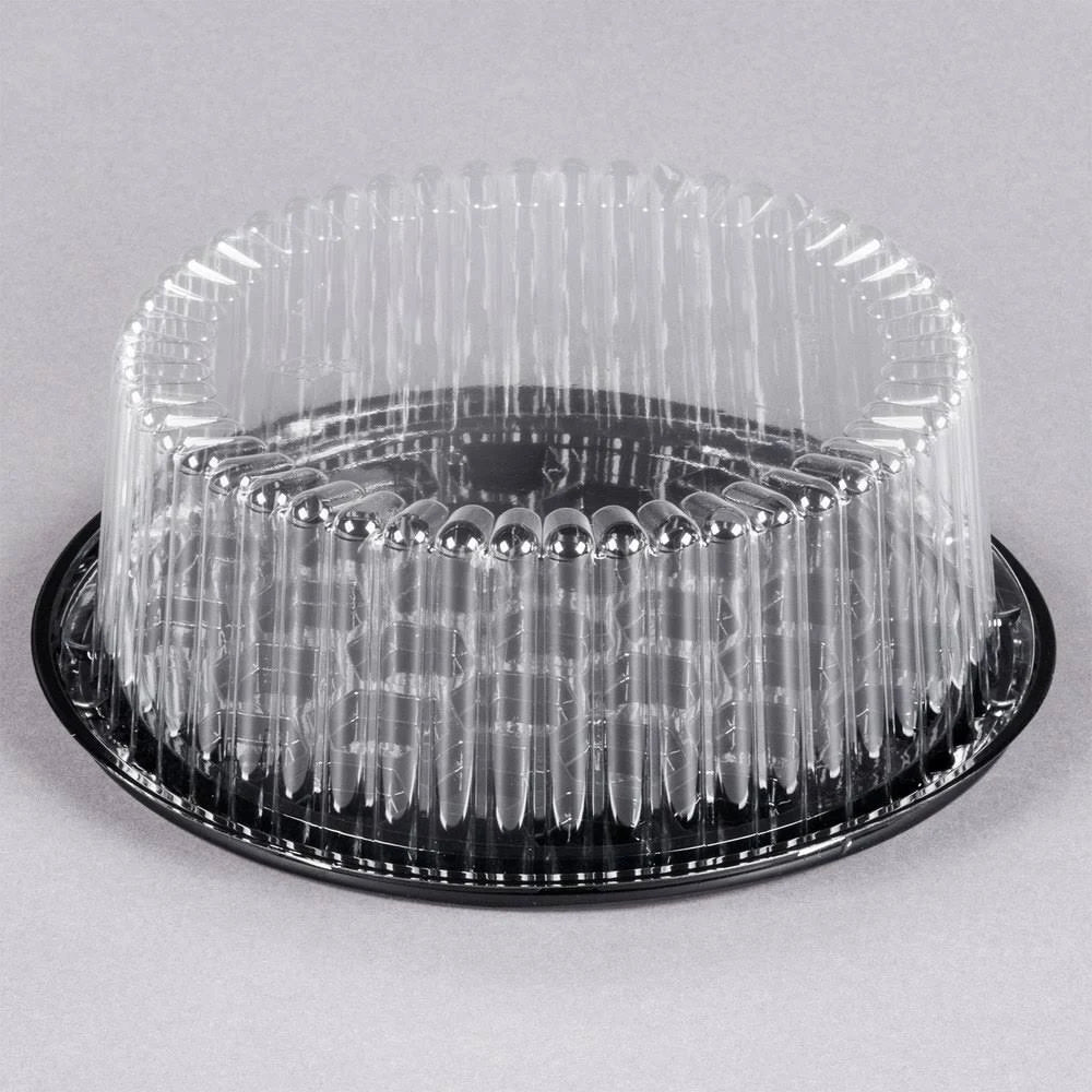 Black 8 inch Cake Display Container with Clear Dome Lid S9262