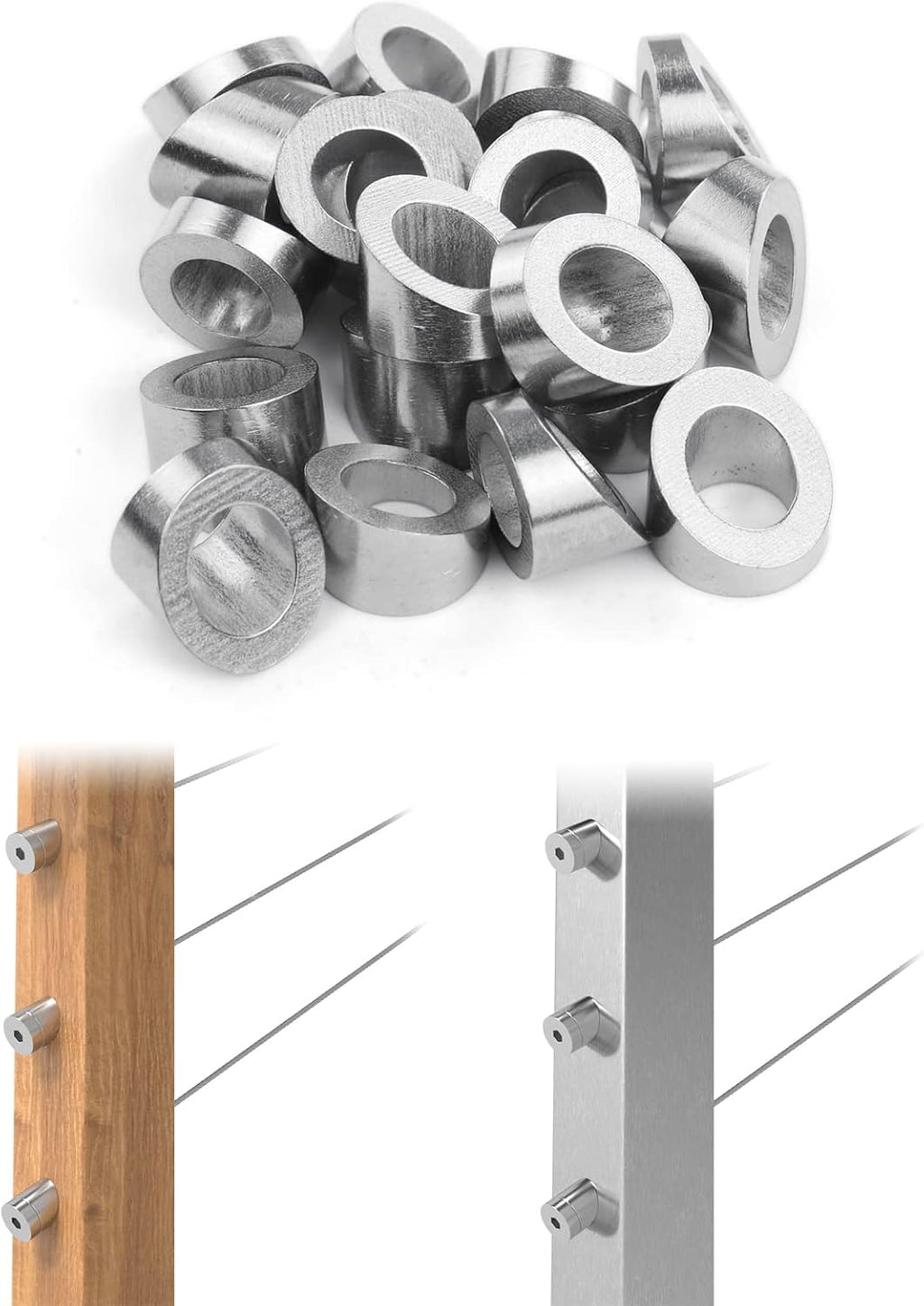 20Pack Stainless Steel Angle Beveled Washer 25 30 35 Degrees ID 3/8” for Cable Railing Kit F190