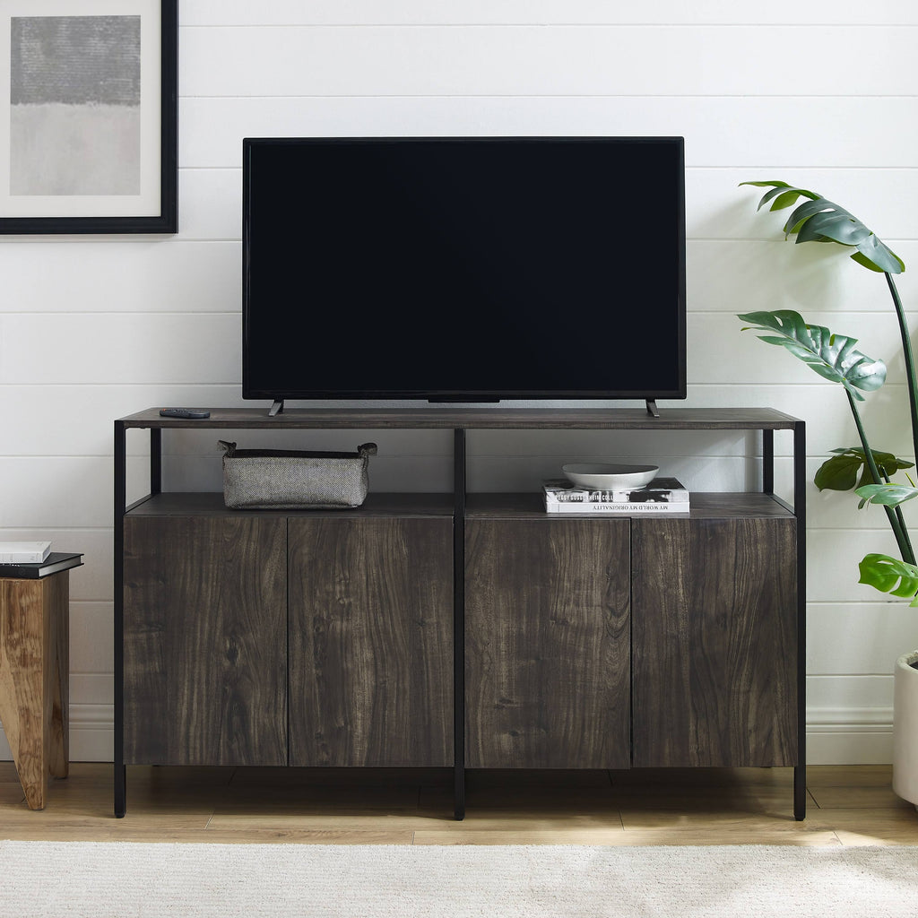 Brown Ash Matte Black Media Stand E261