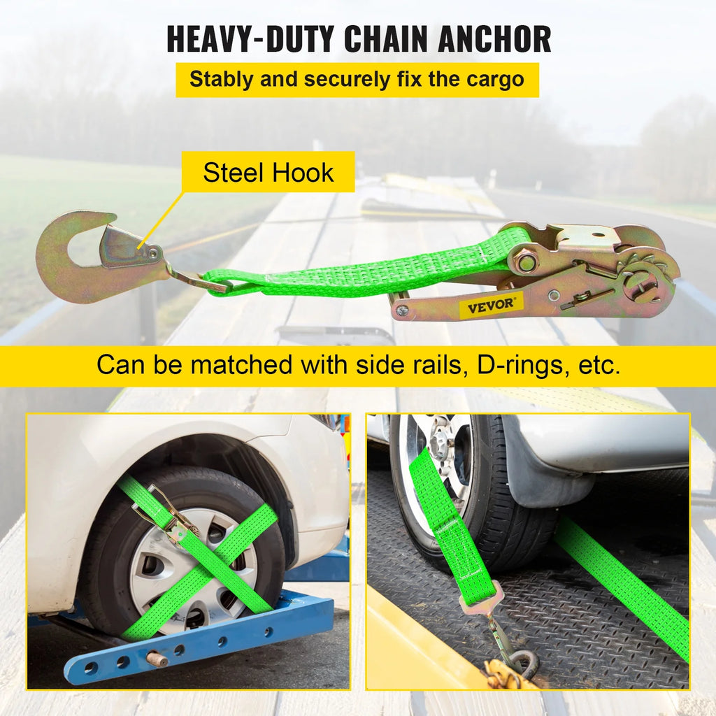 Green Polyester Ratchet Tie Down Strap 12 PCs U853
