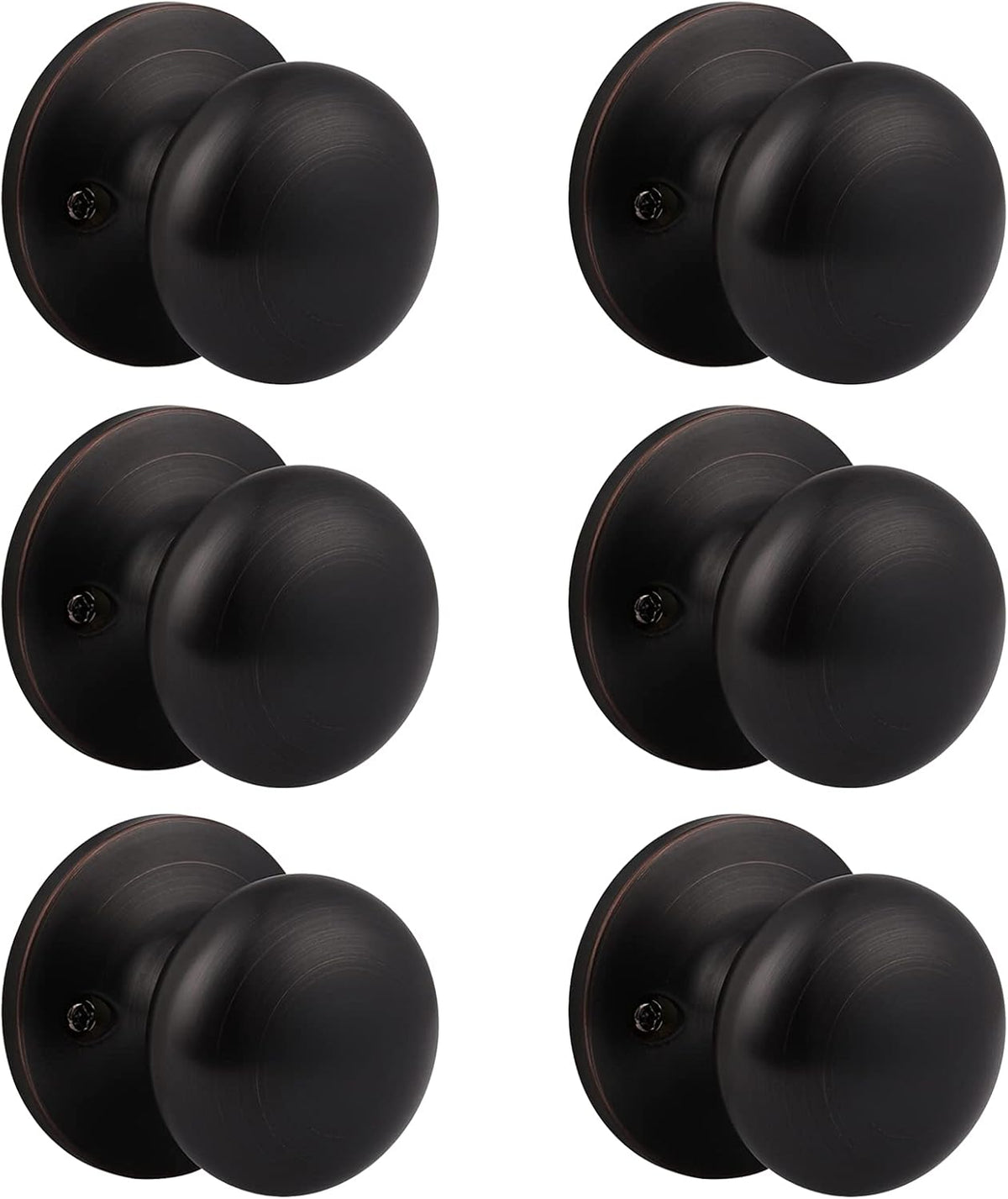 6 Pack Oil Rubbed Bronze Round Door Knob Set B7607