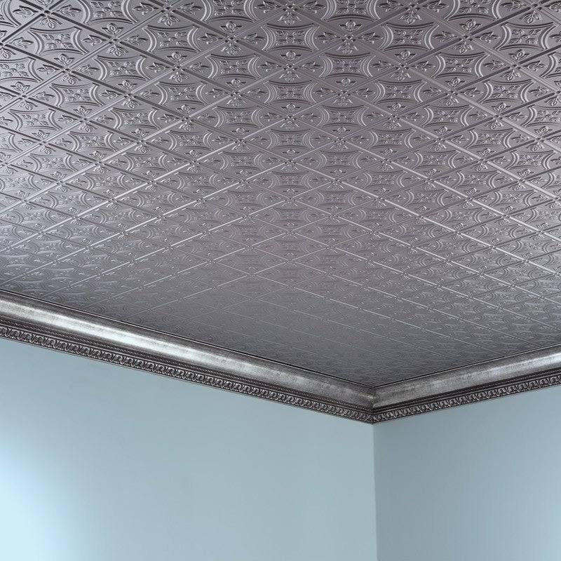 Argent Silver Decorative Vinyl Glue Up Ceiling Tile 5 Pack B624732