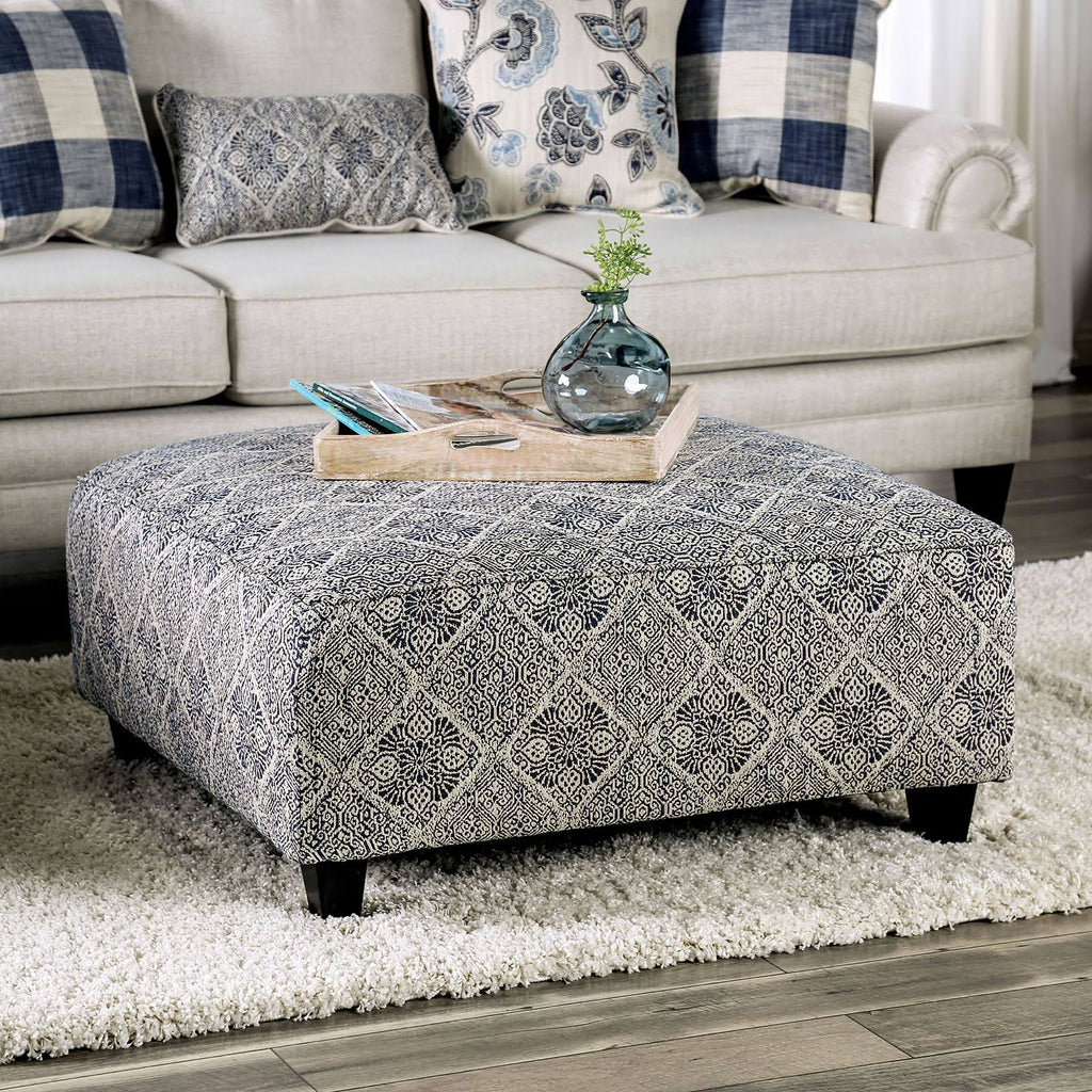 Ivory Navy Ottoman M922