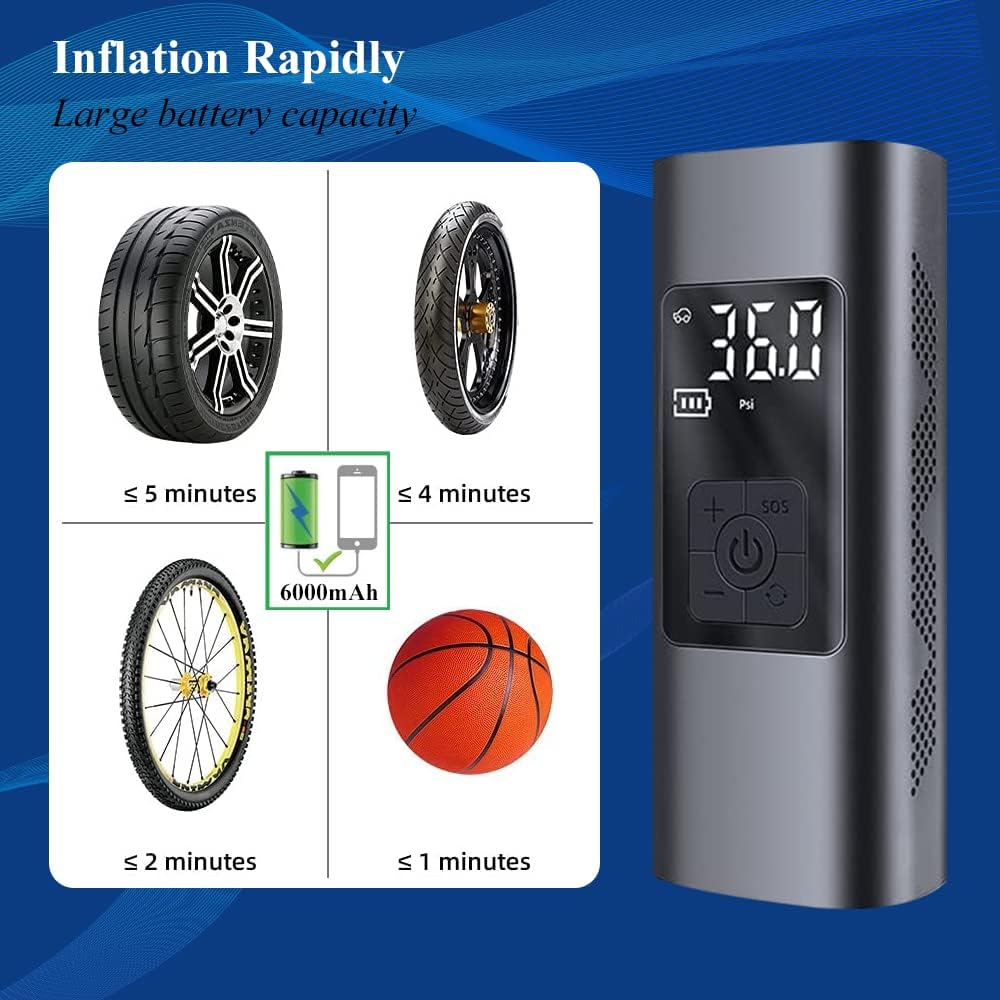 Portable 150PSI Tire Inflator with LCD Screen and LED Light H888983