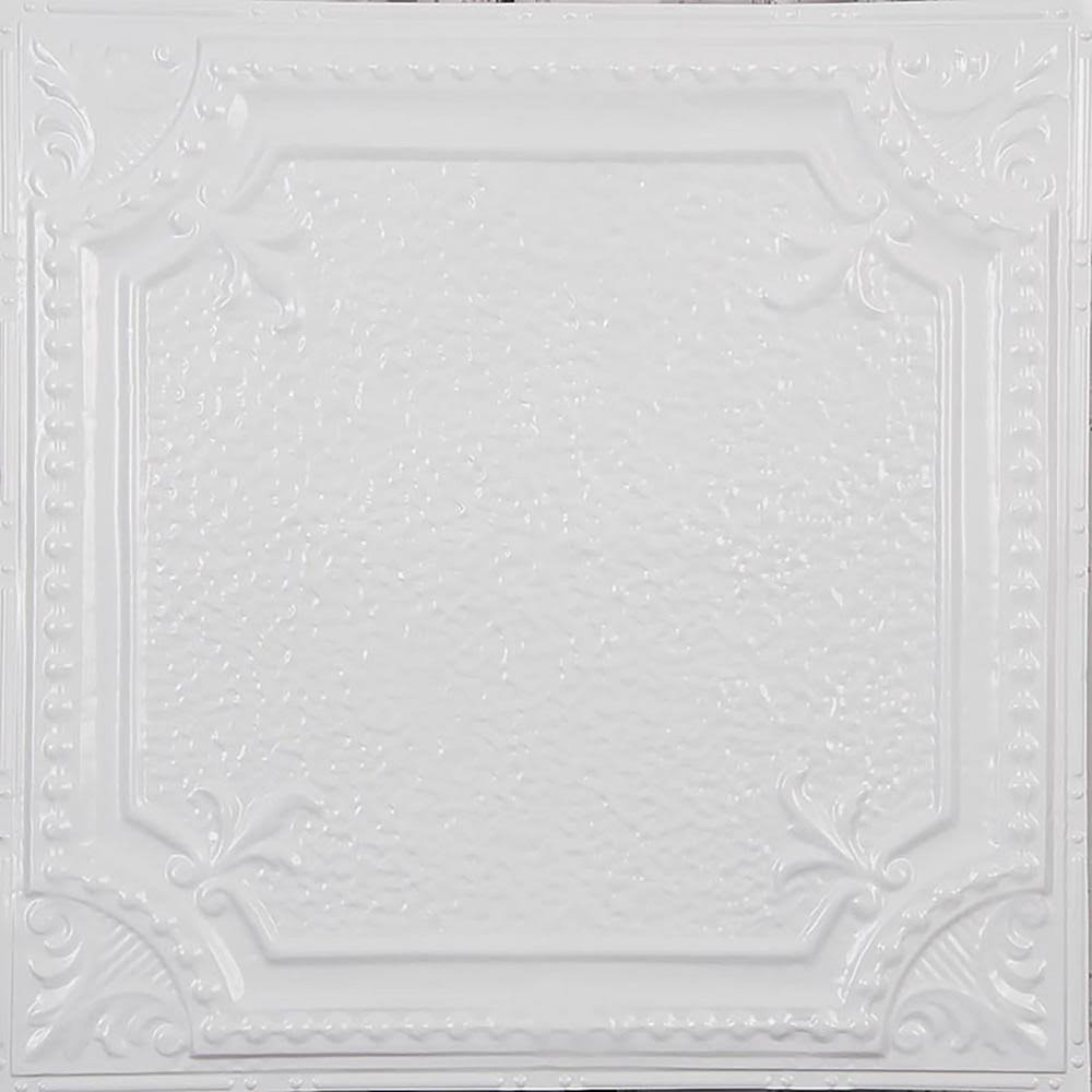 Bright White Gloss Nail Up Tin Ceiling Tile W1628