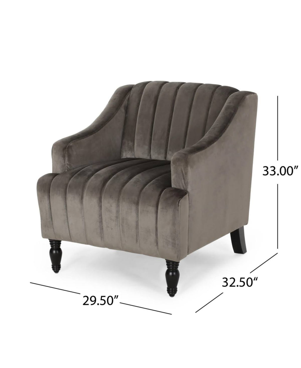 Gray and Dark Brown Velvet Club Chair I662191