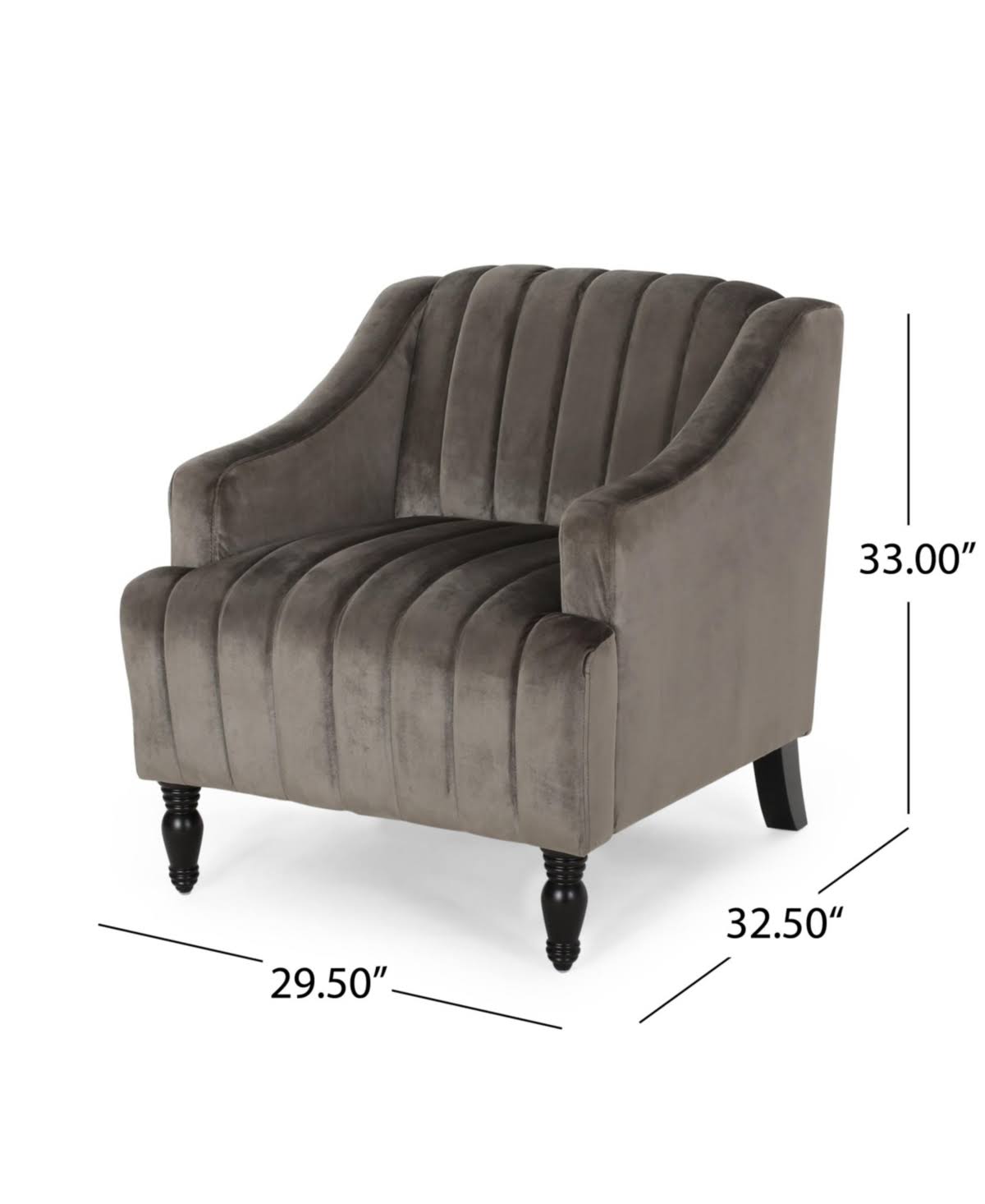 Gray and Dark Brown Velvet Club Chair I662191