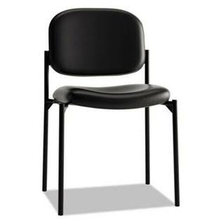 Black Leather Stacking Armless Guest Chair A1213