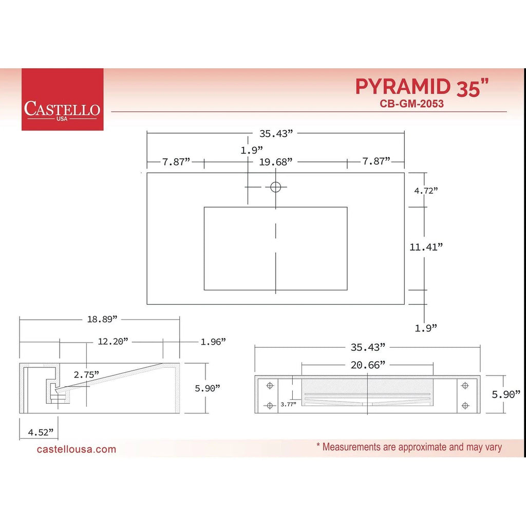 48 No Faucet Hole Grey Wall-Mounted Sink T703707