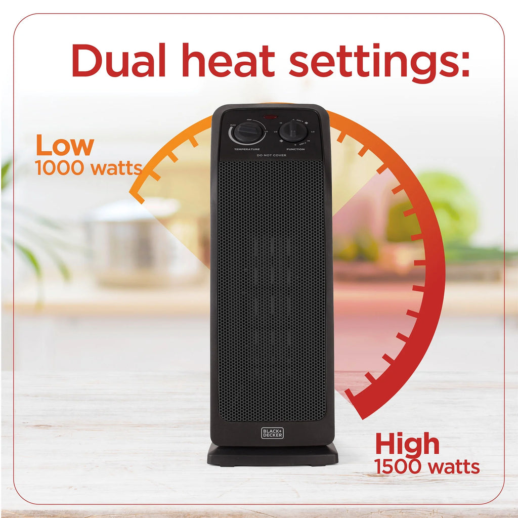 Black Oscillating Ceramic Tower Space Heater Z424