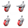 Set of 4 Swivel Caster with Red Wheels and 12mm Stems G537