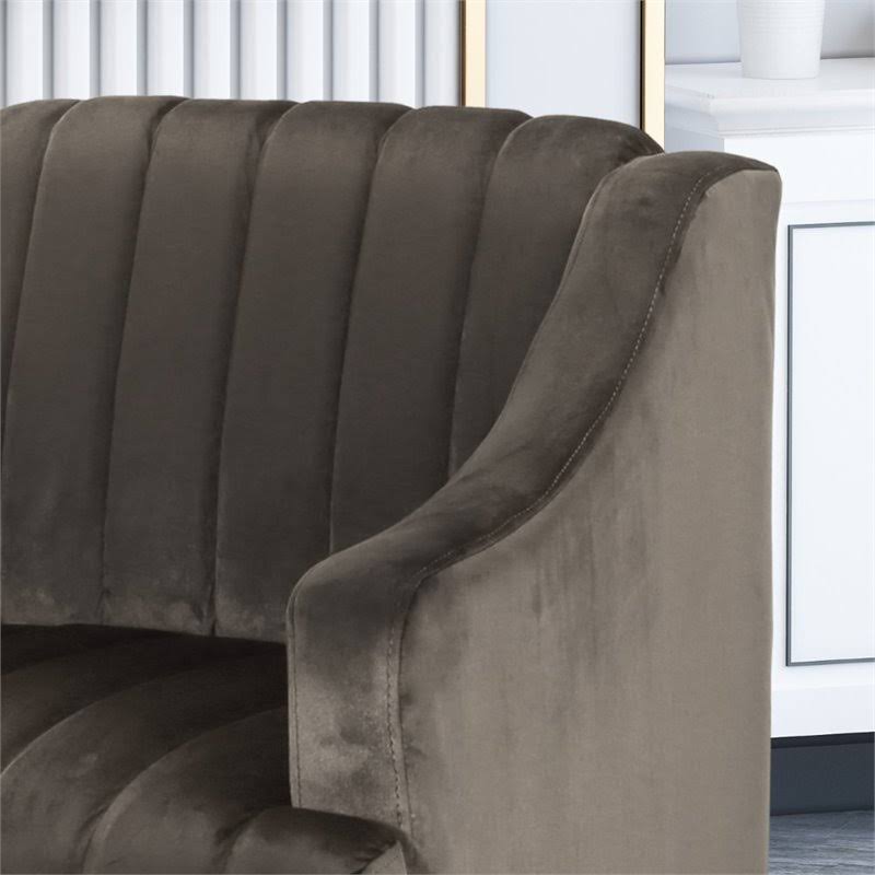 Gray and Dark Brown Velvet Club Chair I662191