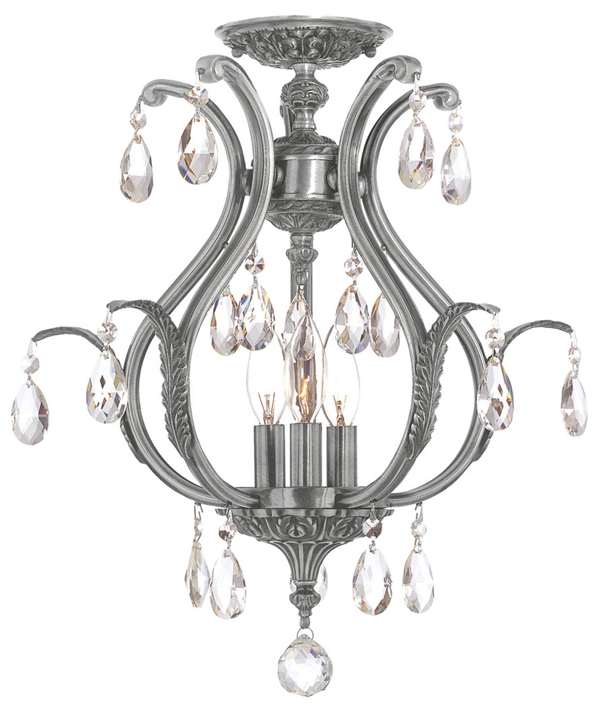 Crystal Pewter Semi-Flush Ceiling Light V8003