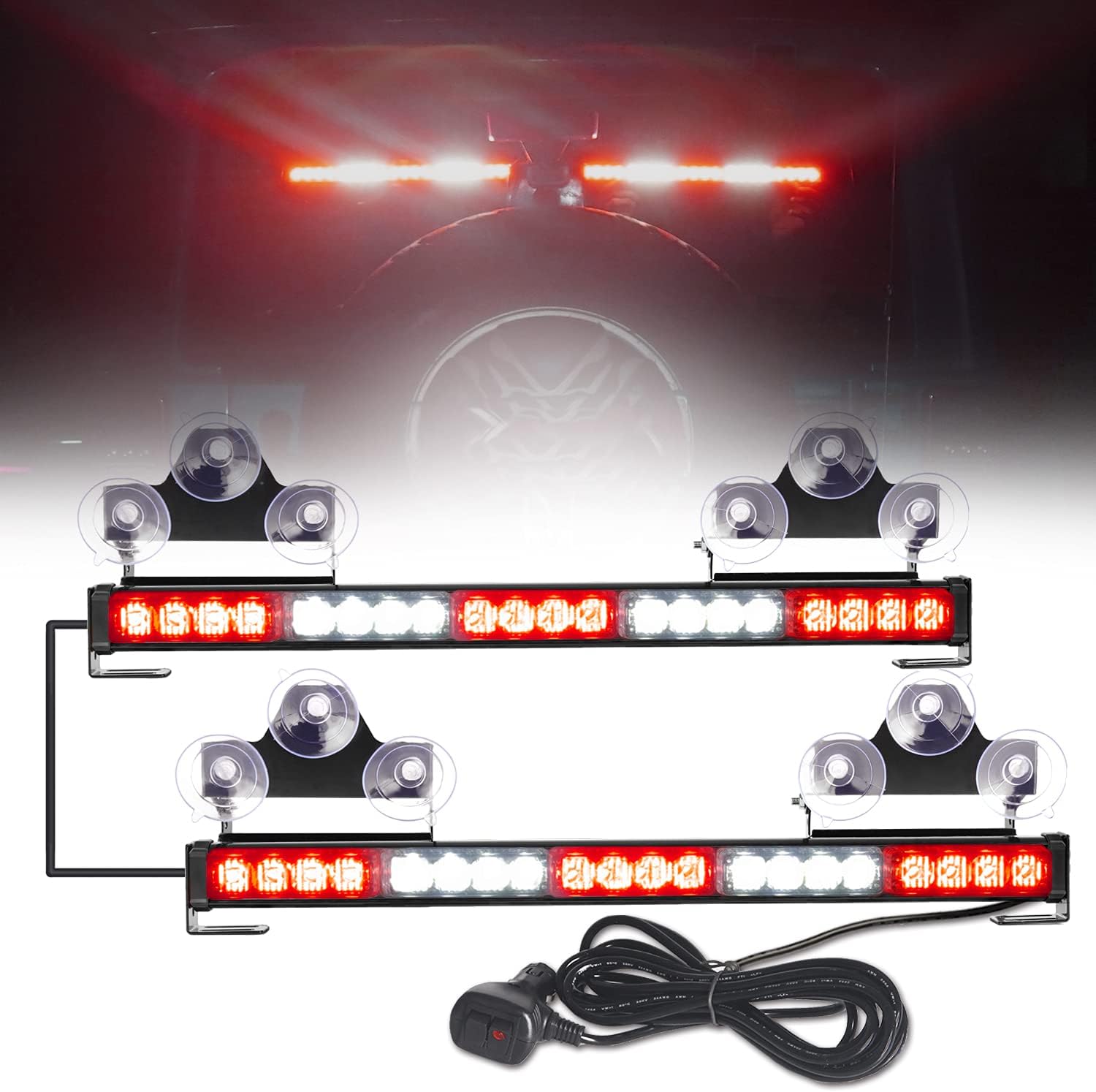 Green/White 40 LED 2 in 1 Traffic Advisor Strobe Light Bar Pack of 2 X69577