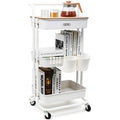 3 Tier Utility Rolling Cart with Cover Board and Locking Wheels X3621