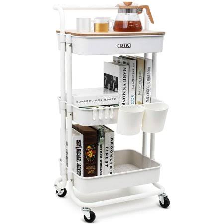 3 Tier Utility Rolling Cart with Cover Board and Locking Wheels X3621