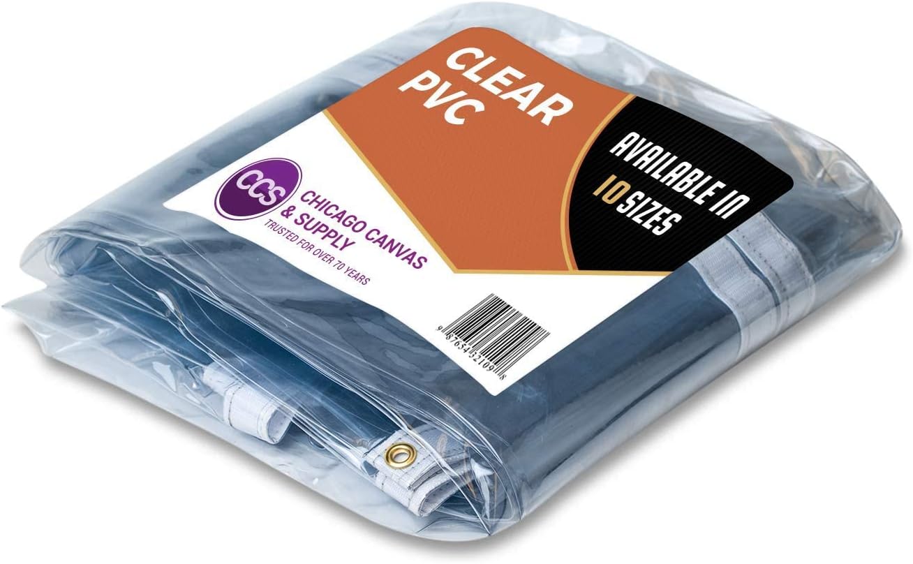 Clear PVC Tarp with Rustproof Grommets, 8 by 10 Feet I8656