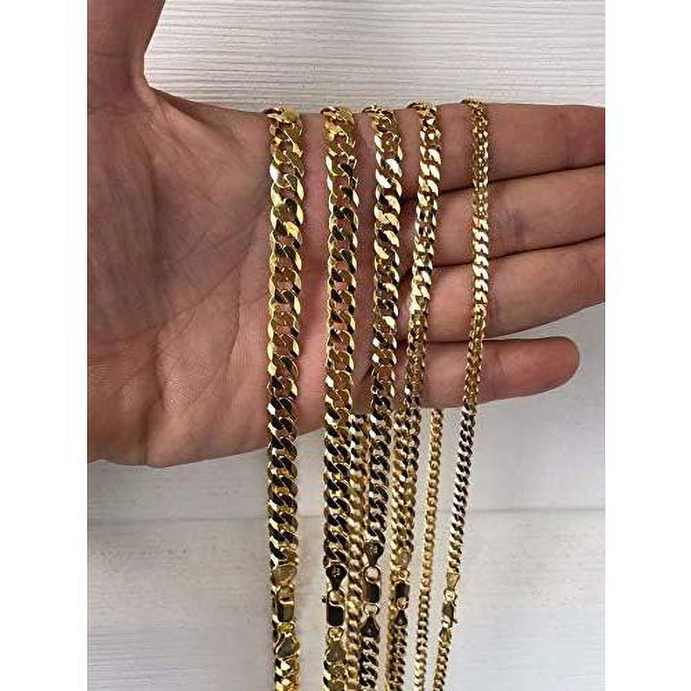 14k over solid 925 sterling silver flat cuban chain necklace V56064