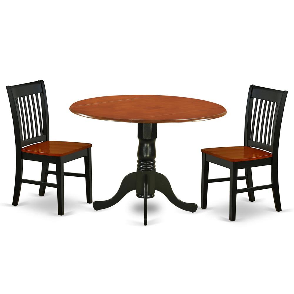 3PC Dining Room Table with Two Drop Leaves and Wood Seat Chairs D889655