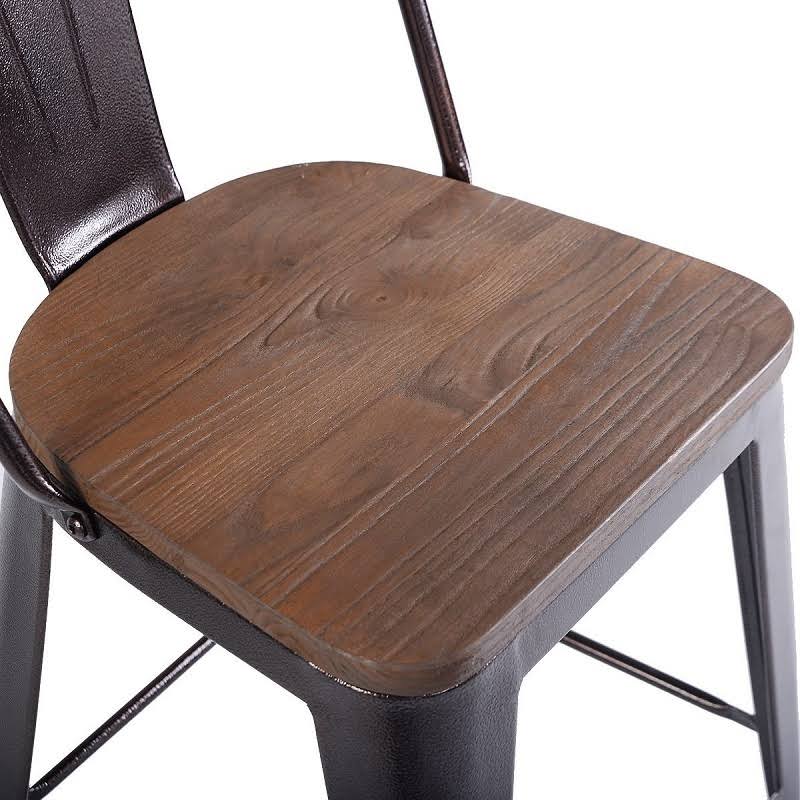 Copper Set of 4 Metal Wood Counter Stool Bar Chairs N855799