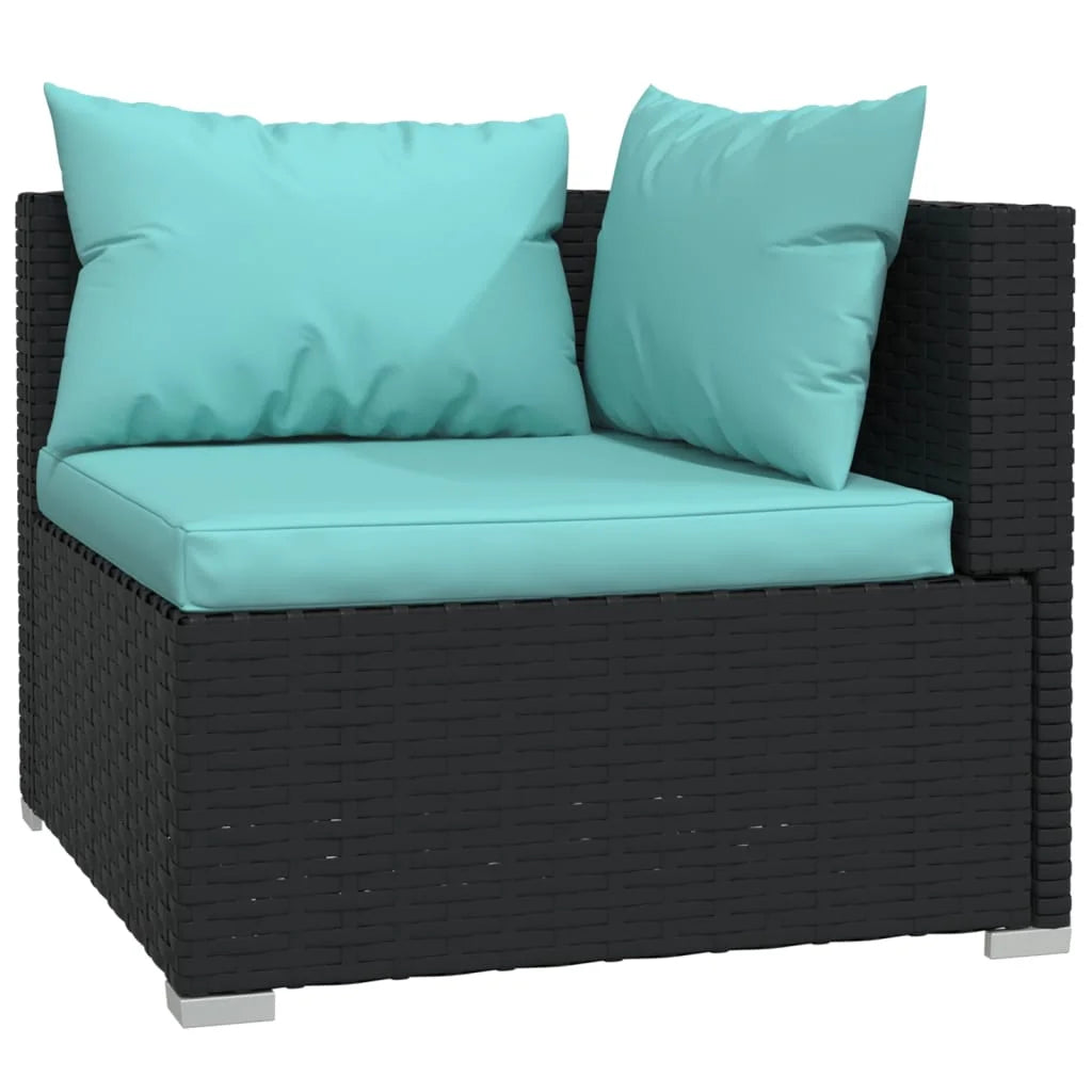 6 Piece Patio Set with Cushions Poly Rattan Black I977