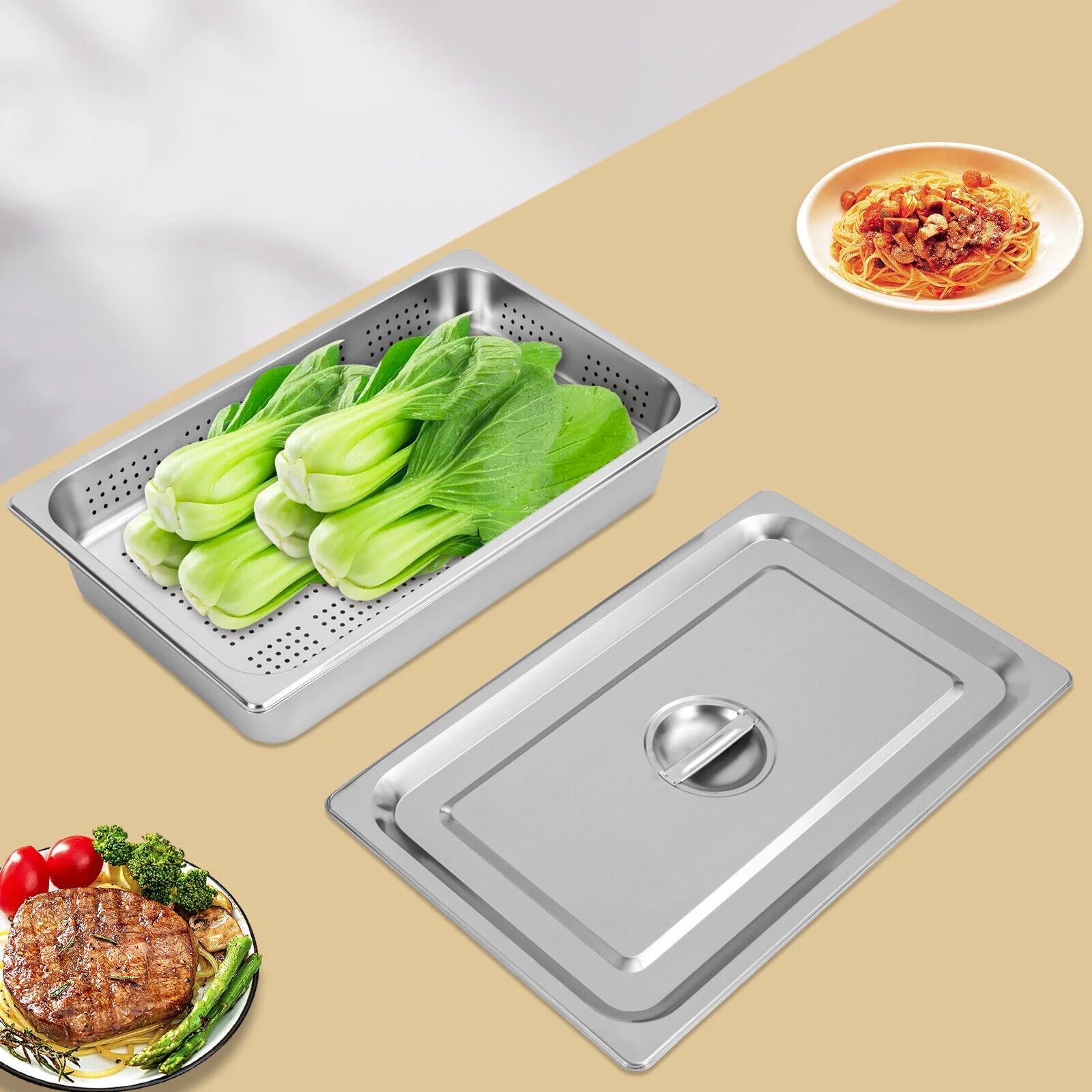 Full Size Perforated Stainless Steel Steam Table Food Pan L6421