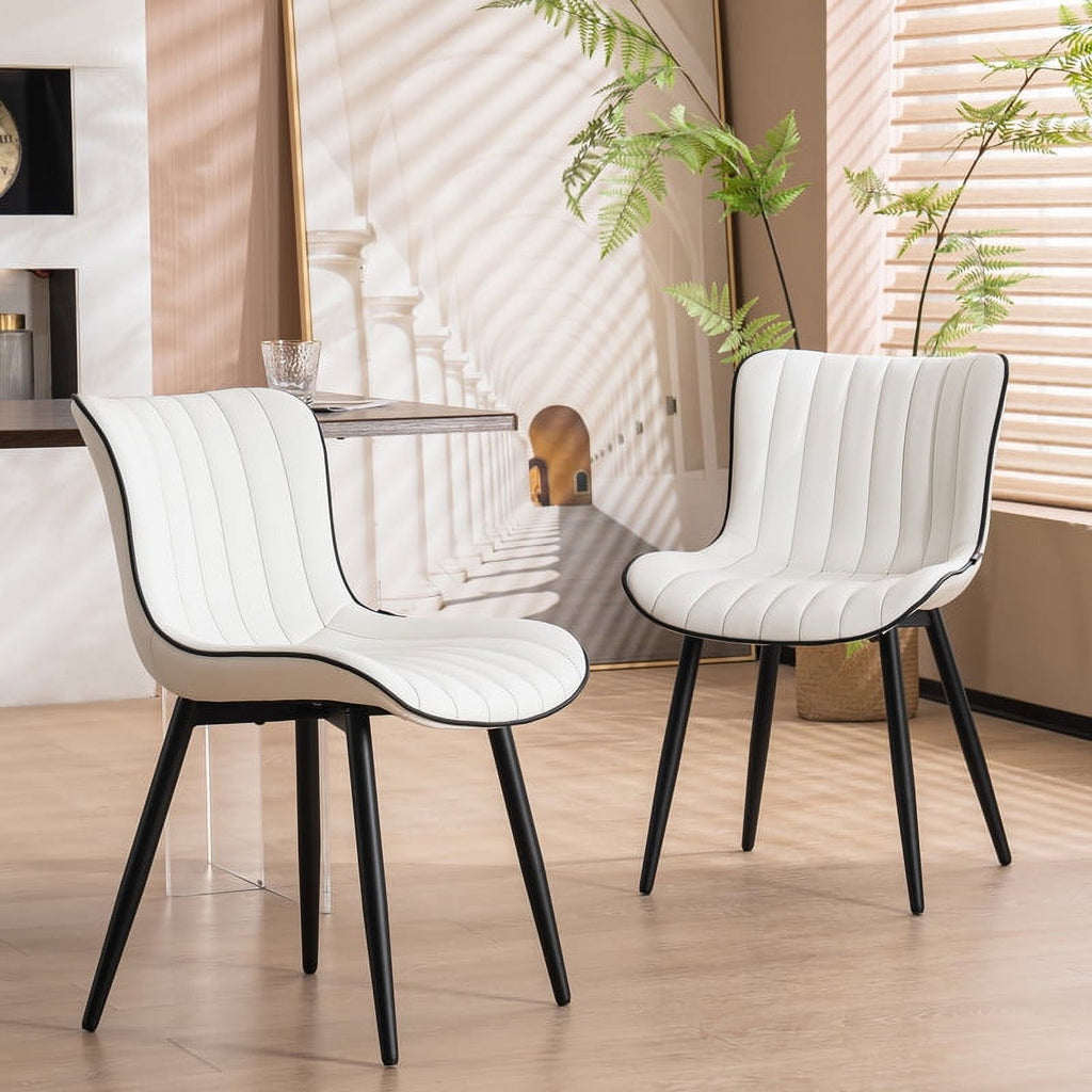White Faux Leather Dining Chair Set of 2 F18943