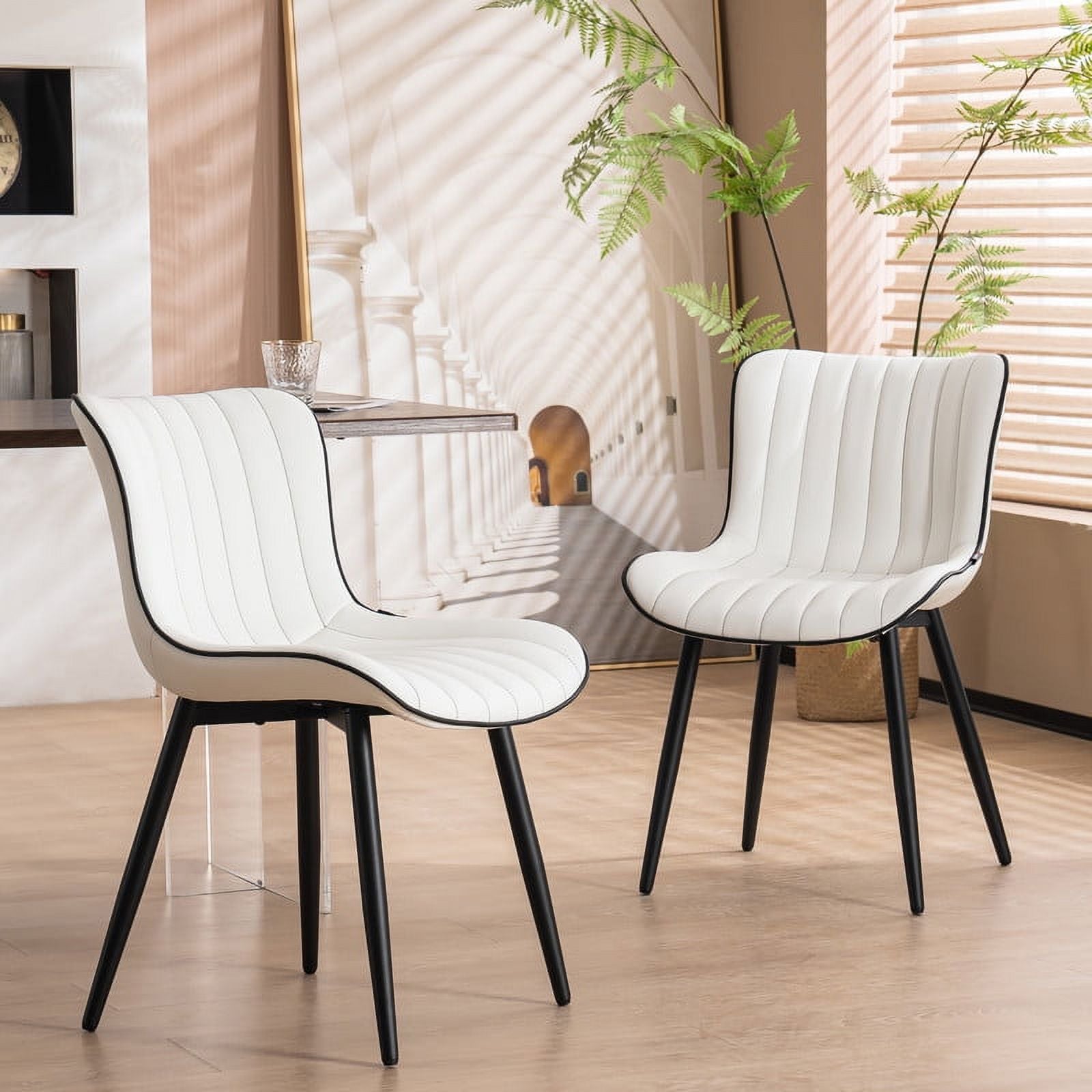 White Faux Leather Dining Chair Set of 2 F18943