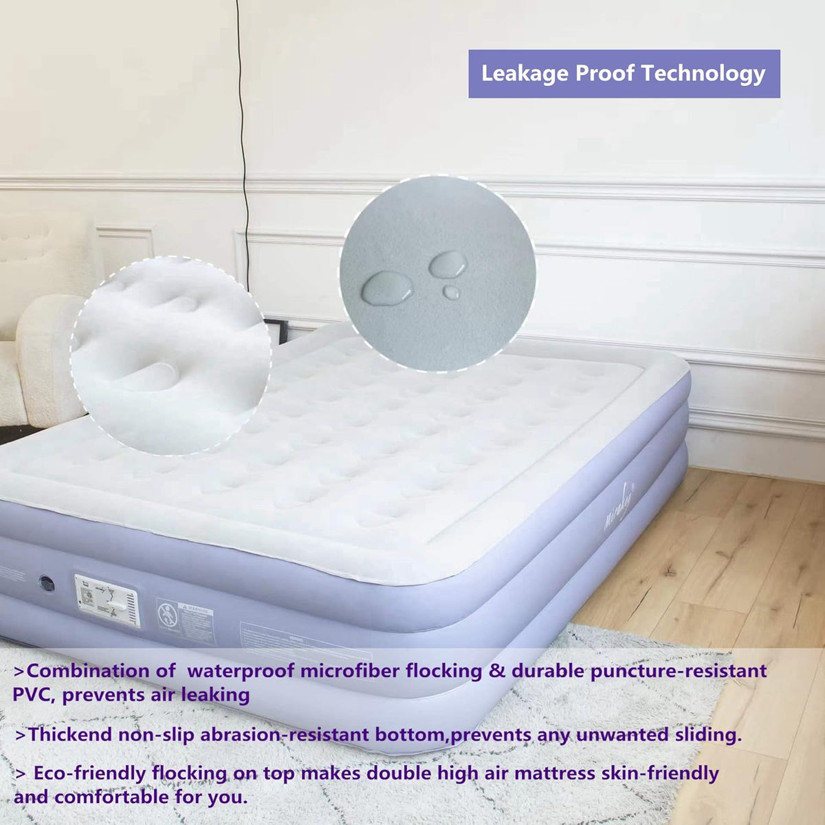Queen Air Mattress with Built in Pump 18'' Double High Inflatable Bed Q3683