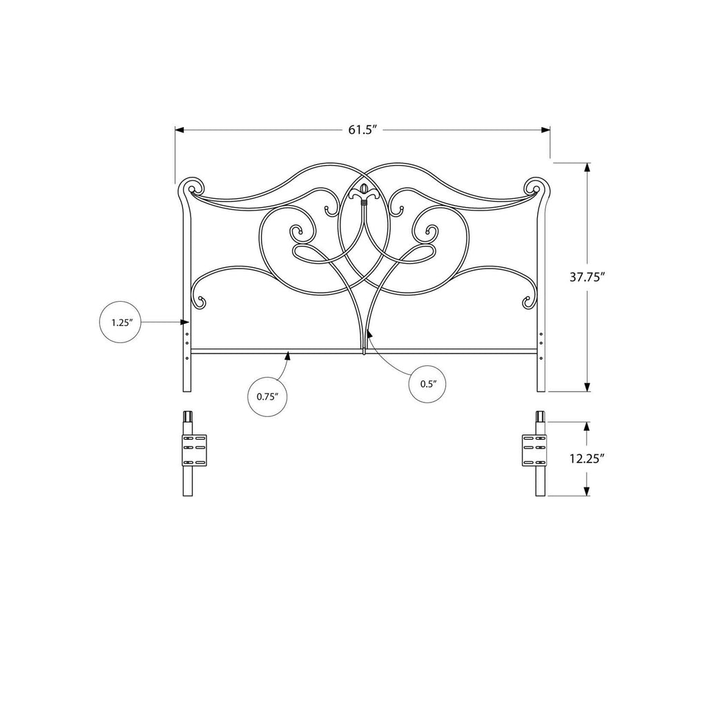 Full Size Bed Satin Black Headboard / Footboard E7378