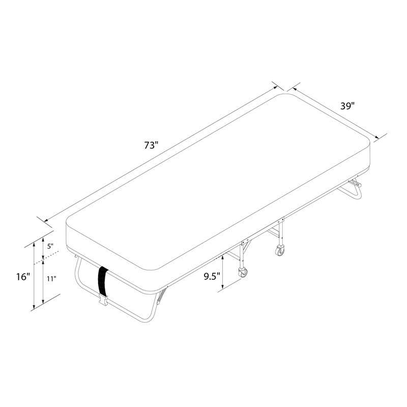 Twin Size Folding Guest Bed with Metal Frame and 5 inch Mattress in Black V5438