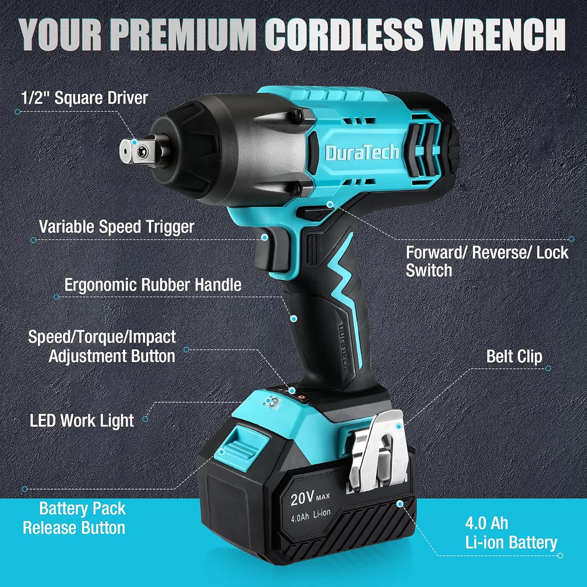 20V Cordless Impact Wrench, 330 Ft-lbs, 1/2-inch Cr-v Steel R146196