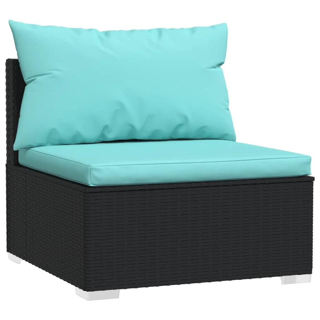 6 Piece Patio Set with Cushions Poly Rattan Black I977