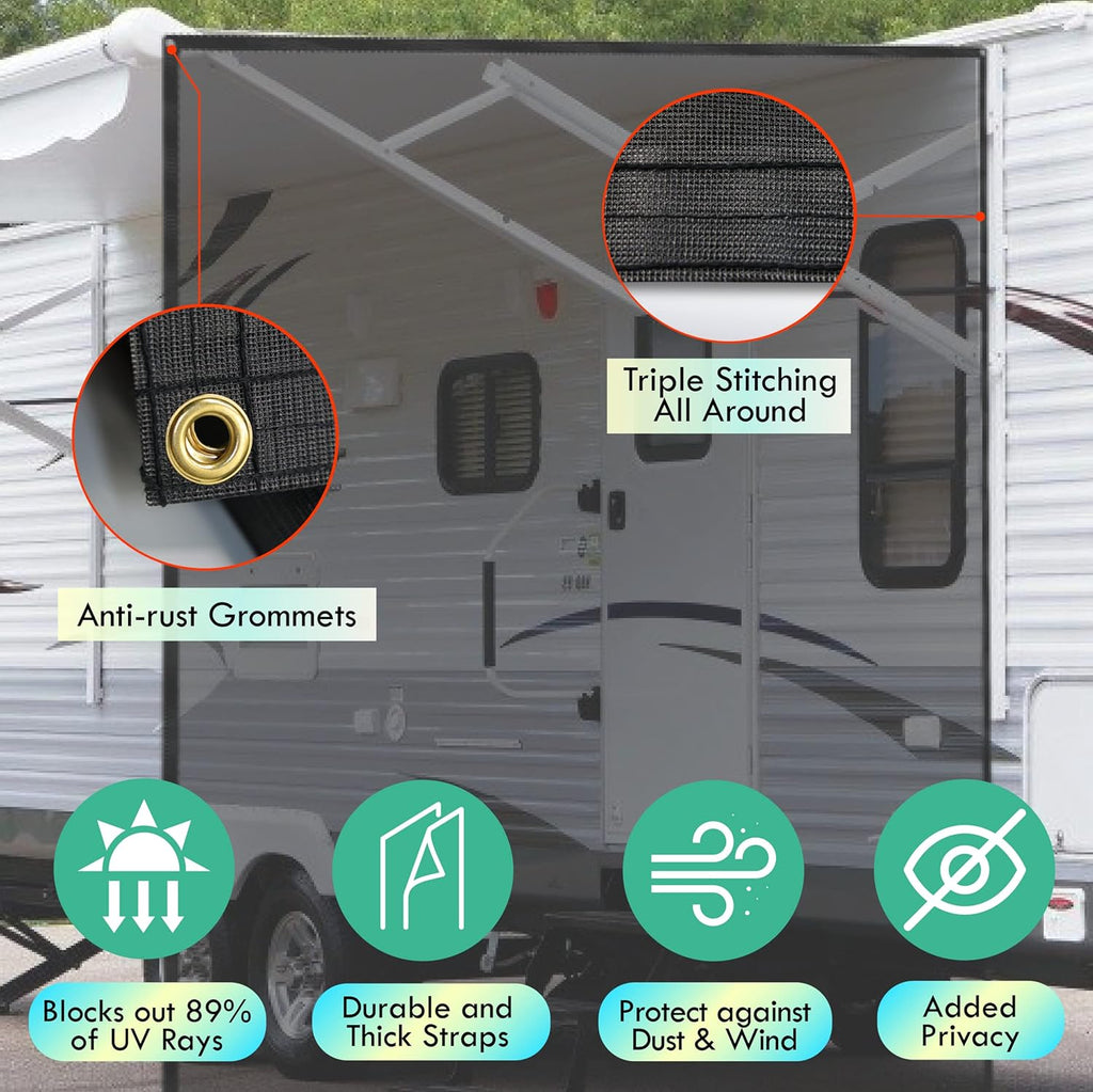 RV Awning Shade Screen 8x15.3’ with Zipper B3349