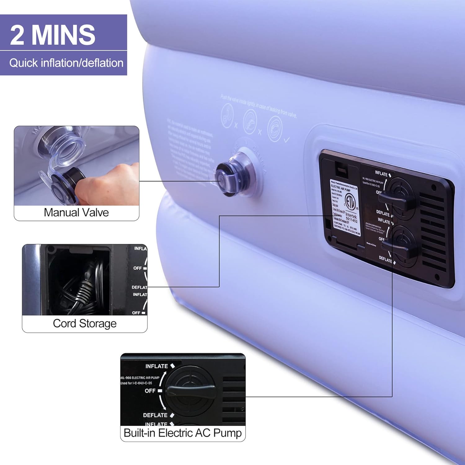 Queen Air Mattress with Built in Pump 18'' Double High Inflatable Bed Q3683