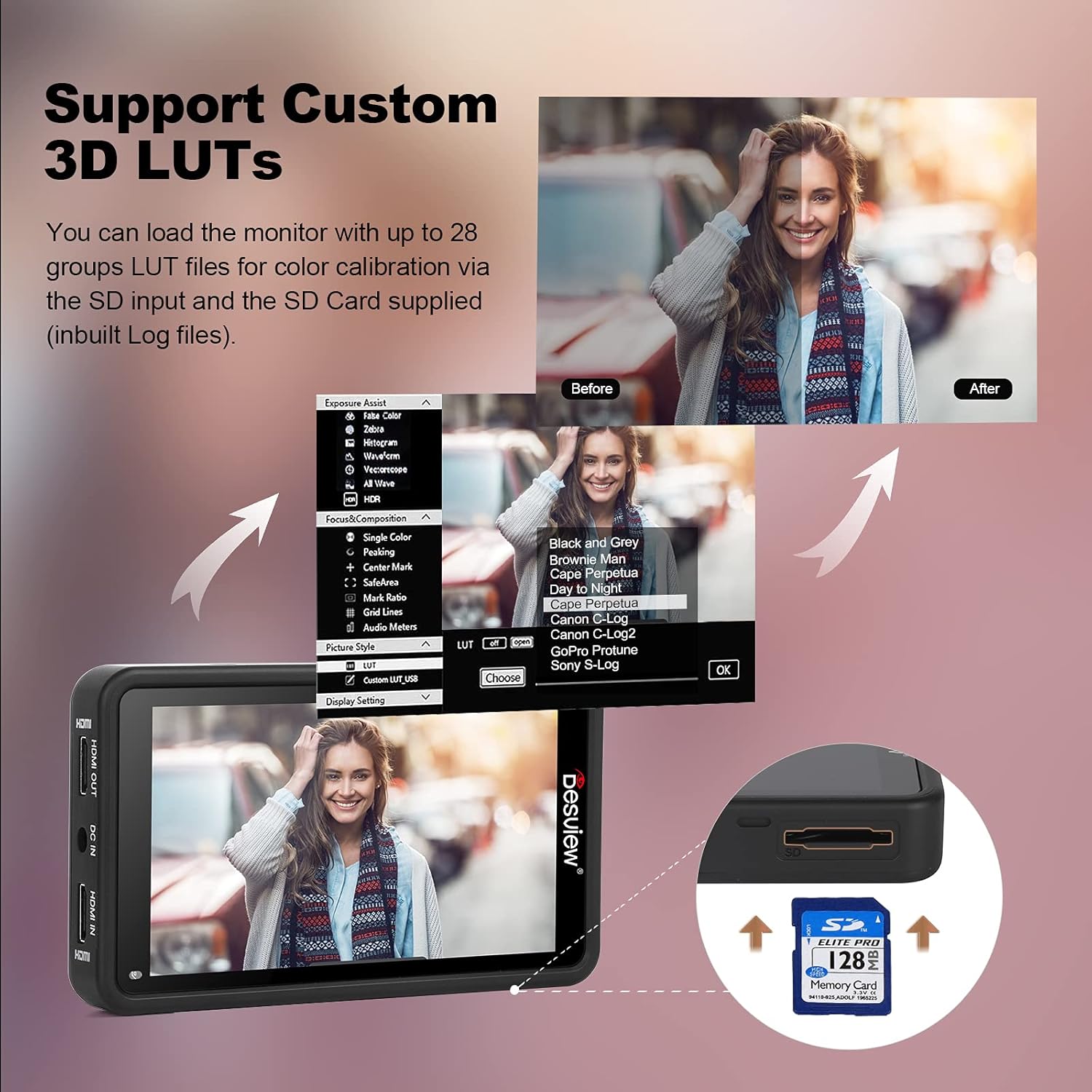 5.5 inch Touch Screen Camera Field Monitor with 4K Input/Output Z586