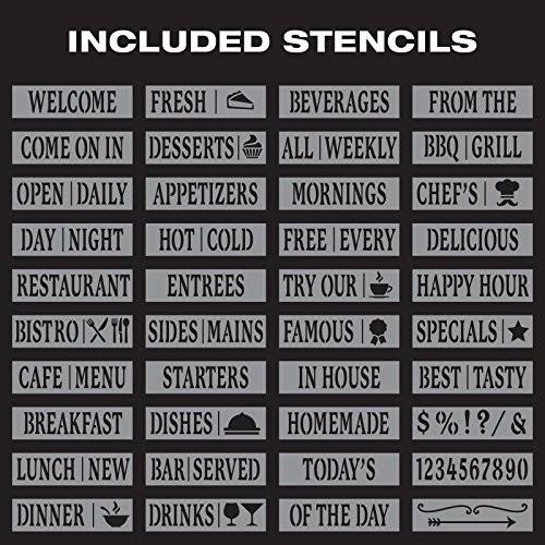 Heavy-Duty Sandwich Board Sidewalk Chalkboard Sign with Chalk Markers, Stencil Set, Chalk, Eraser Z75856