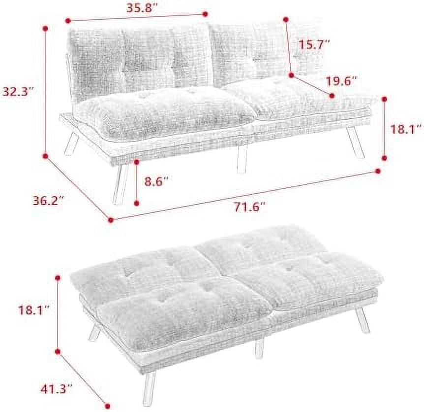 Black Velvet Convertible Sofa Bed H432282