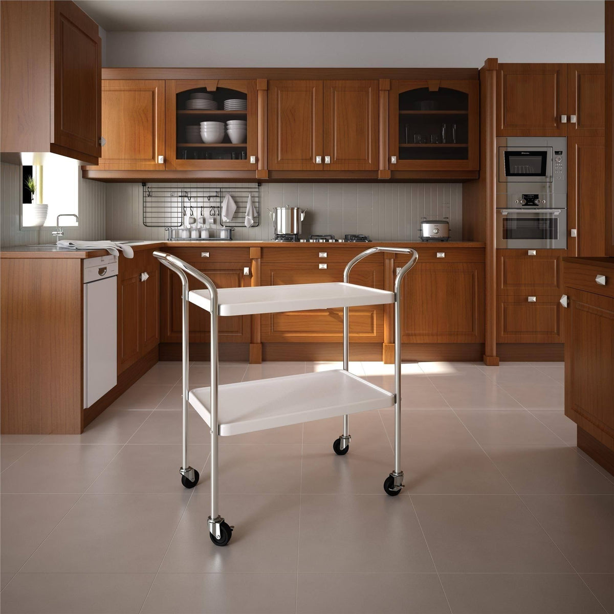 White 2 Tier Serving Cart M123