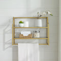 Soft Gold 2 Shelf Glass Metal Wall Shelf Q54720
