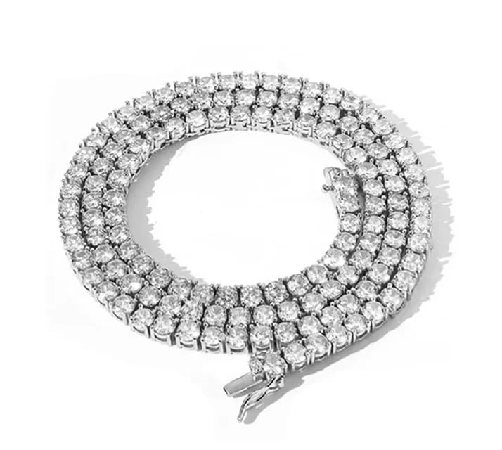 925 Silver Moissanite Tennis Necklace 3 mm Round 18-36 Inches P492
