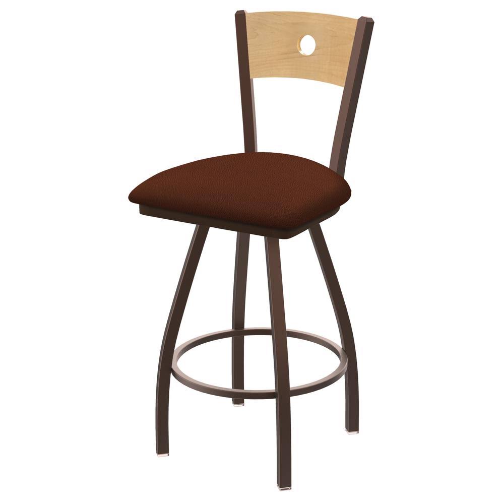 Bronze Swivel Stool with Maple Back and Adobe Seat L355